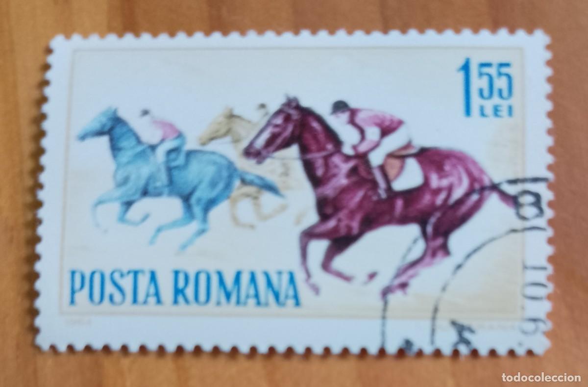 Sellos: RUMANIA - 1,55 LEI - A&Ntilde;O 1964 - CARRERA DE CABALLOS - VER DESCRIPCI&Oacute;N.