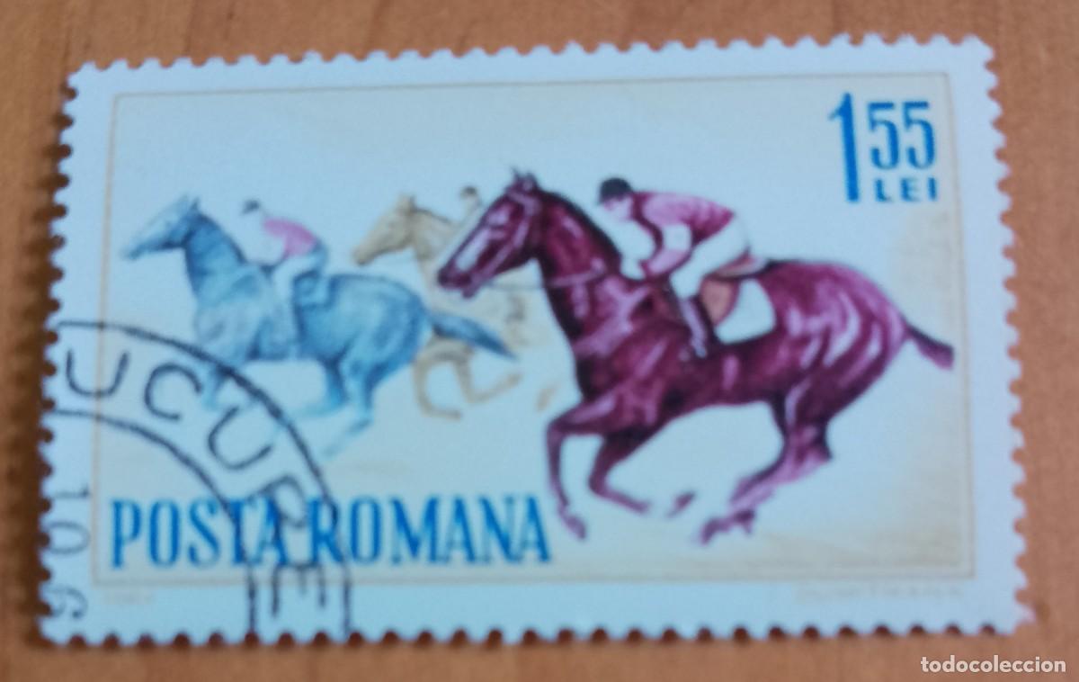 Sellos: RUMANIA - 1,55 LEI - A&Ntilde;O 1964 - CARRERA DE CABALLOS - VER DESCRIPCI&Oacute;N.