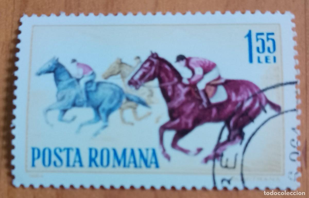 Sellos: RUMANIA - 1,55 LEI - A&Ntilde;O 1964 - CARRERA DE CABALLOS - VER DESCRIPCI&Oacute;N.