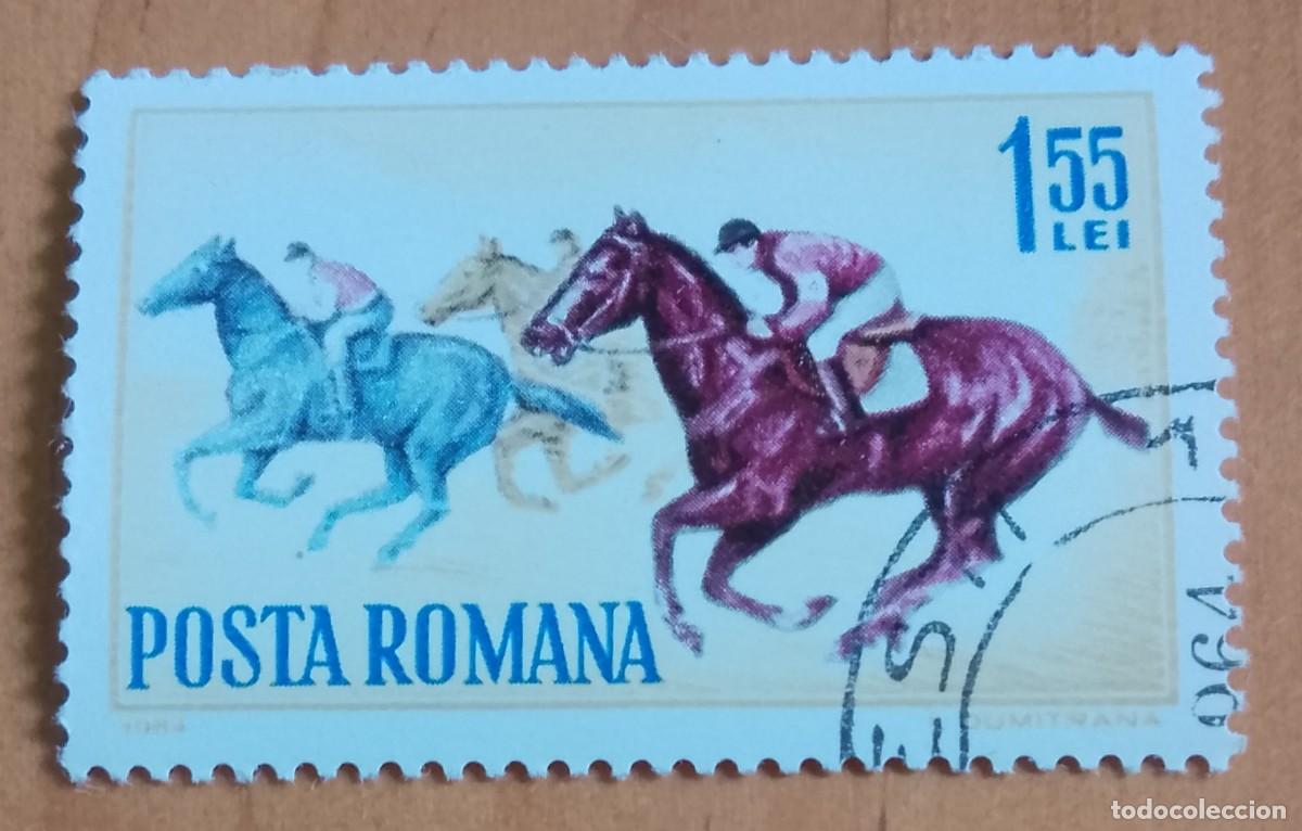 Sellos: RUMANIA - 1,55 LEI - A&Ntilde;O 1964 - CARRERA DE CABALLOS - VER DESCRIPCI&Oacute;N.