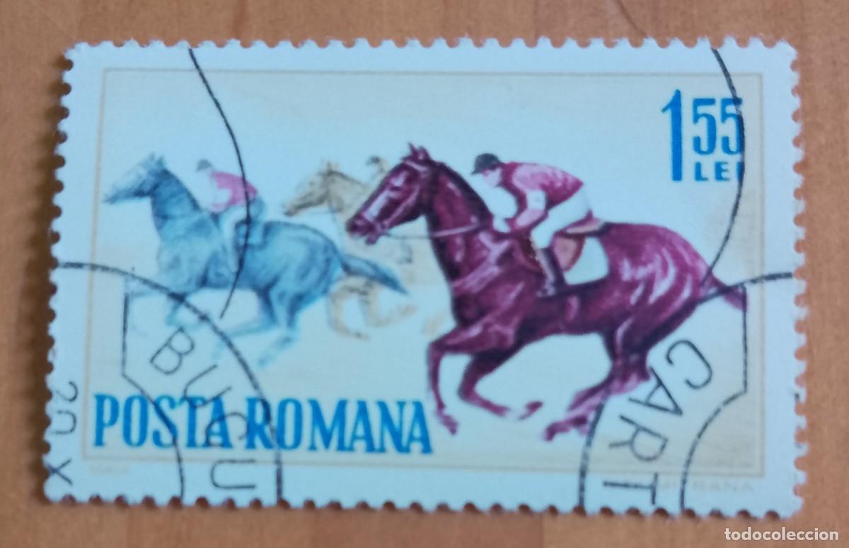 Sellos: RUMANIA - 1,55 LEI - A&Ntilde;O 1964 - CARRERA DE CABALLOS - VER DESCRIPCI&Oacute;N.