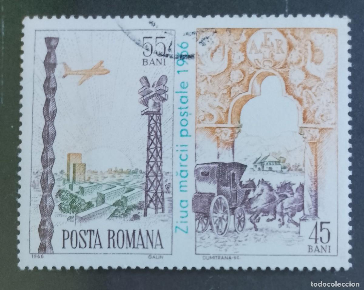 Sellos: RUMANIA - 55 Y 45 BANI - A&Ntilde;O 1966 - D&Iacute;A DEL SELLO DE CORREOS - VER DESCRIPCI&Oacute;N.