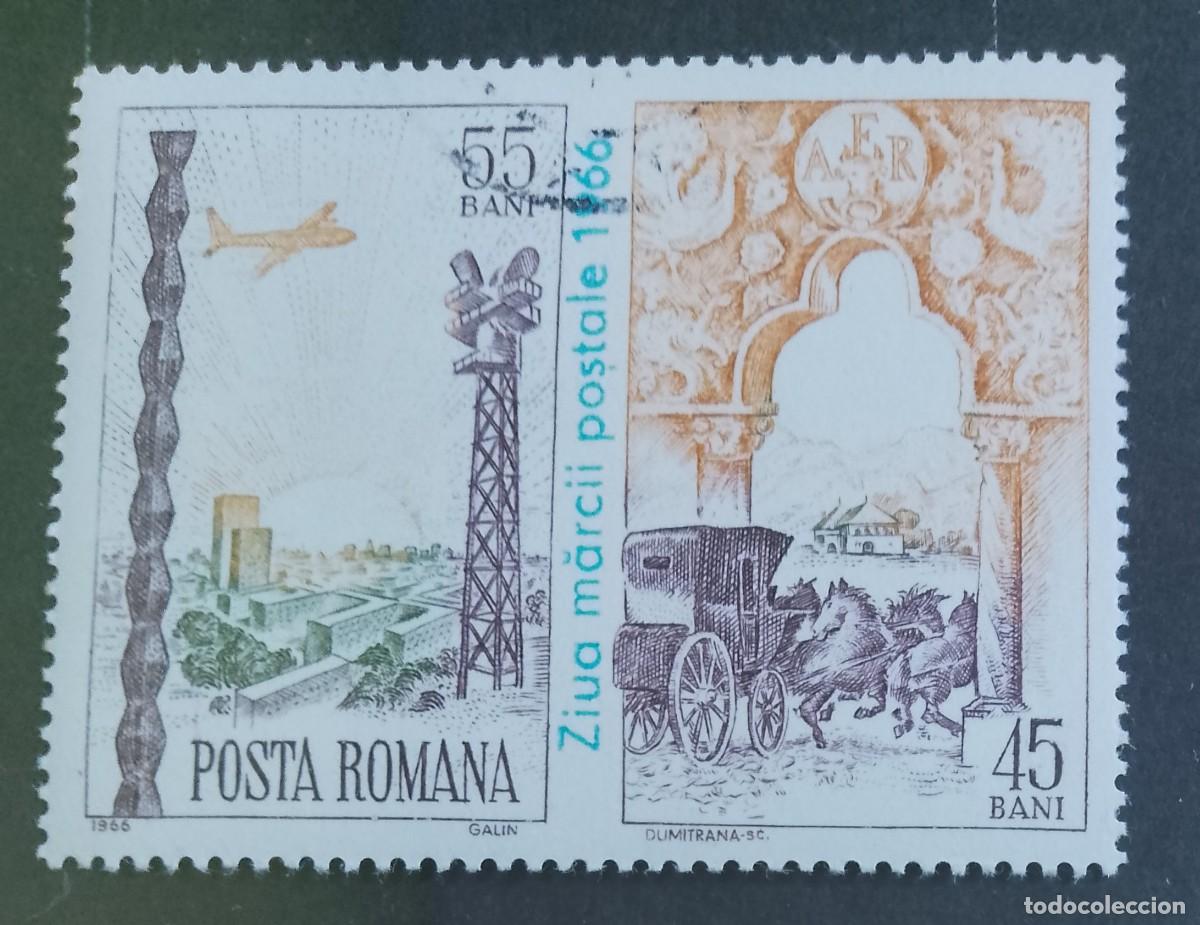 Sellos: RUMANIA - 55 Y 45 BANI - A&Ntilde;O 1966 - D&Iacute;A DEL SELLO DE CORREOS - VER DESCRIPCI&Oacute;N.