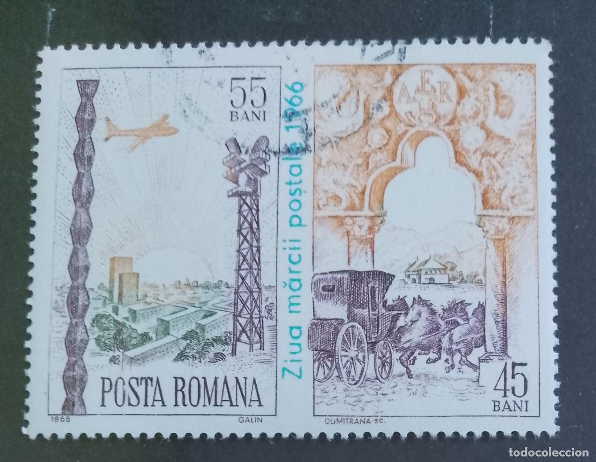 Sellos: RUMANIA - 55 Y 45 BANI - A&Ntilde;O 1966 - D&Iacute;A DEL SELLO DE CORREOS - VER DESCRIPCI&Oacute;N.