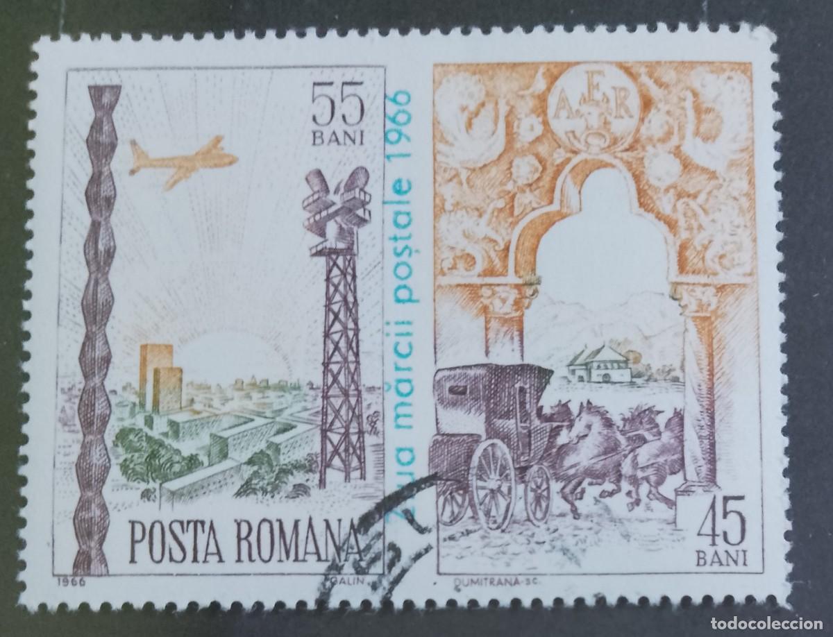 Sellos: RUMANIA - 55 Y 45 BANI - A&Ntilde;O 1966 - D&Iacute;A DEL SELLO DE CORREOS - VER DESCRIPCI&Oacute;N.