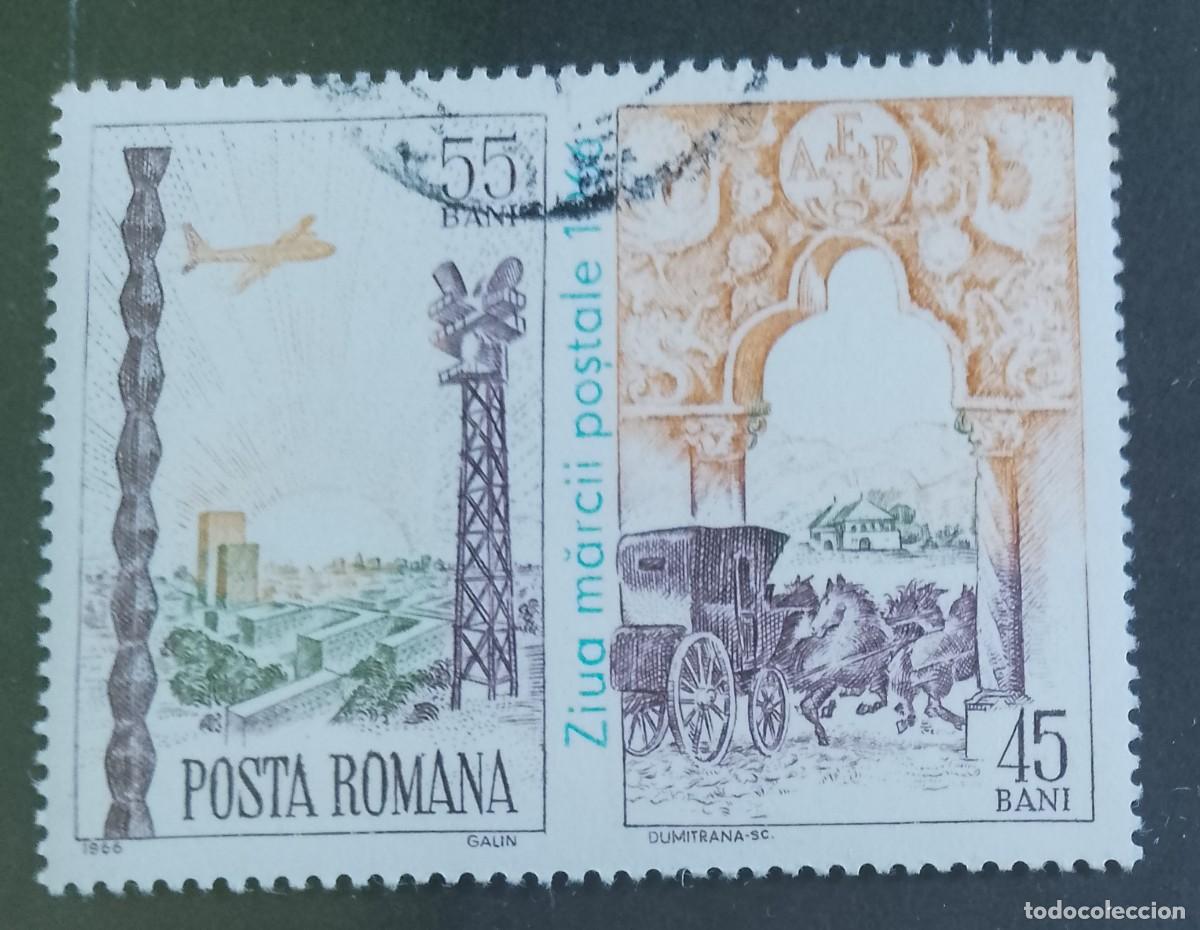 Sellos: RUMANIA - 55 Y 45 BANI - A&Ntilde;O 1966 - D&Iacute;A DEL SELLO DE CORREOS - VER DESCRIPCI&Oacute;N.