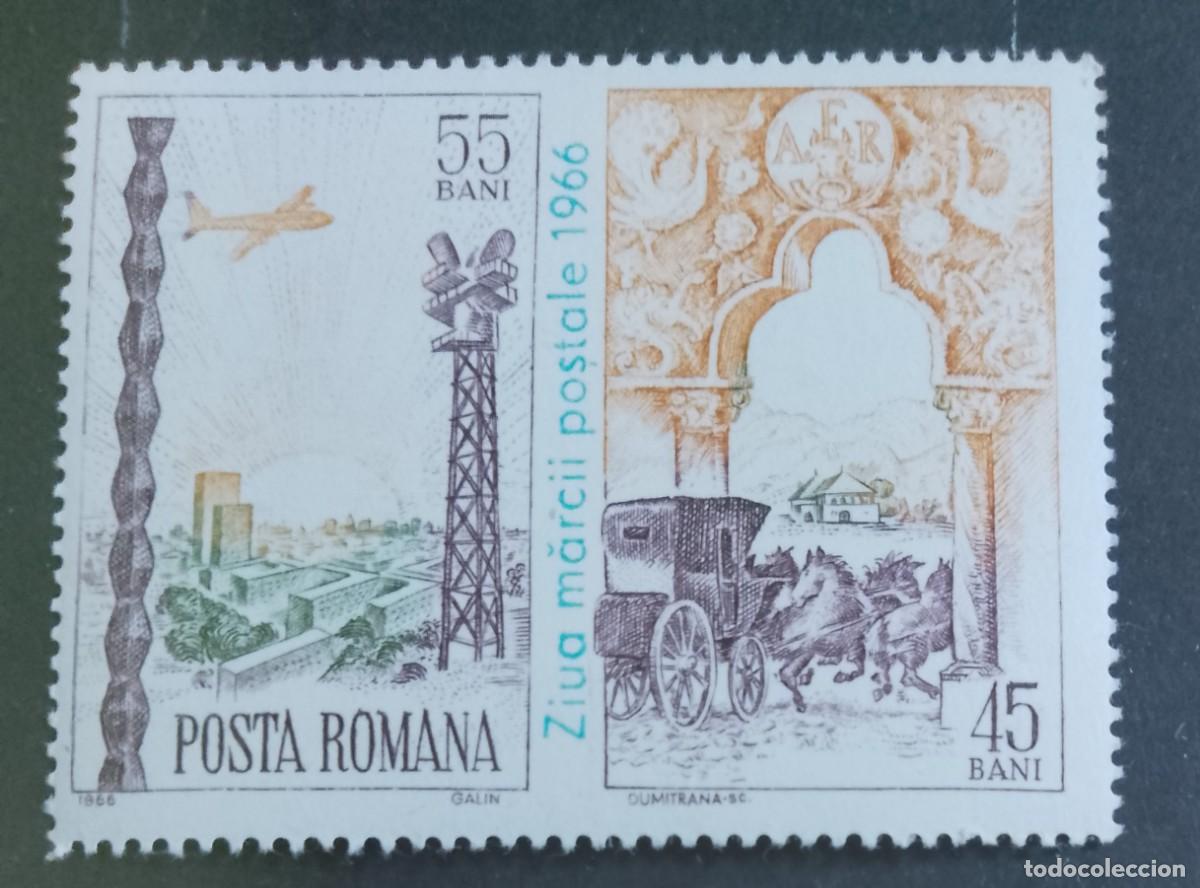 Sellos: RUMANIA - 55 Y 45 BANI - A&Ntilde;O 1966 - D&Iacute;A DEL SELLO DE CORREOS - VER DESCRIPCI&Oacute;N.