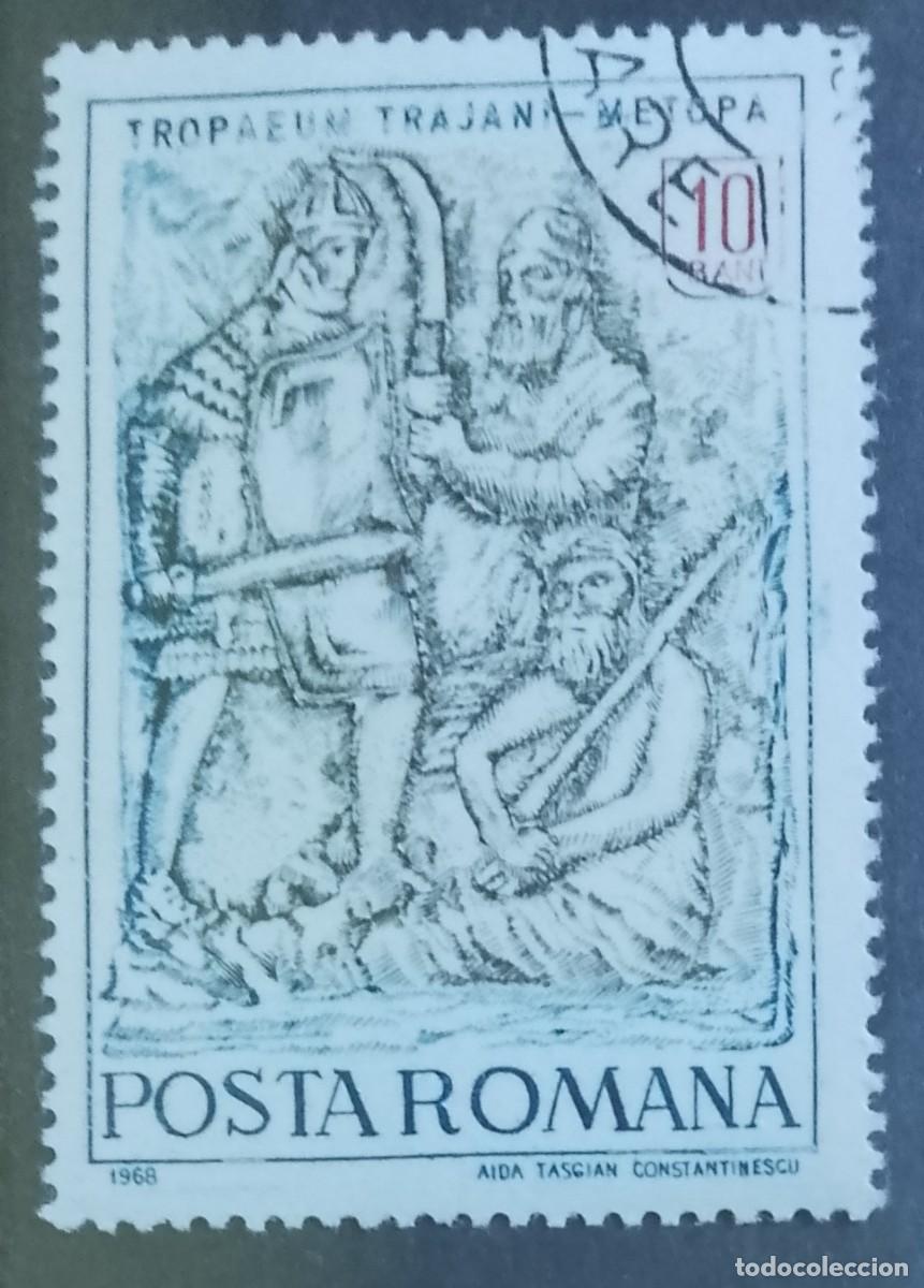 Sellos: RUMANIA - 10 BANI - A&Ntilde;O 1968 - TROFEO DE TRAJANO, METOPA - VER DESCRIPCI&Oacute;N.