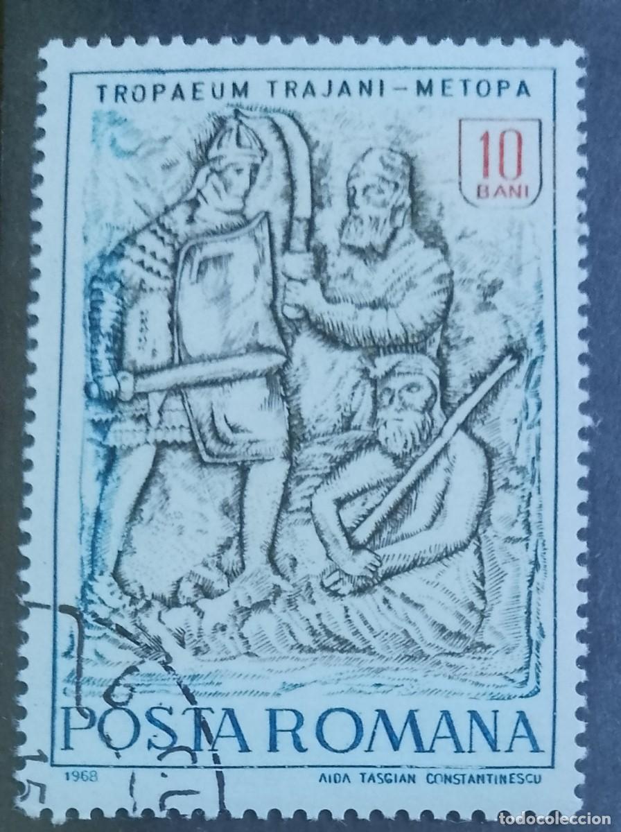 Sellos: RUMANIA - 10 BANI - A&Ntilde;O 1968 - TROFEO DE TRAJANO, METOPA - VER DESCRIPCI&Oacute;N.