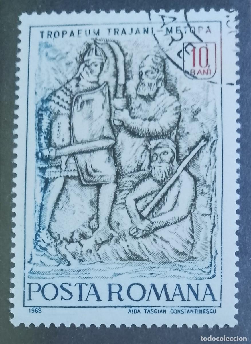 Sellos: RUMANIA - 10 BANI - A&Ntilde;O 1968 - TROFEO DE TRAJANO, METOPA - VER DESCRIPCI&Oacute;N.