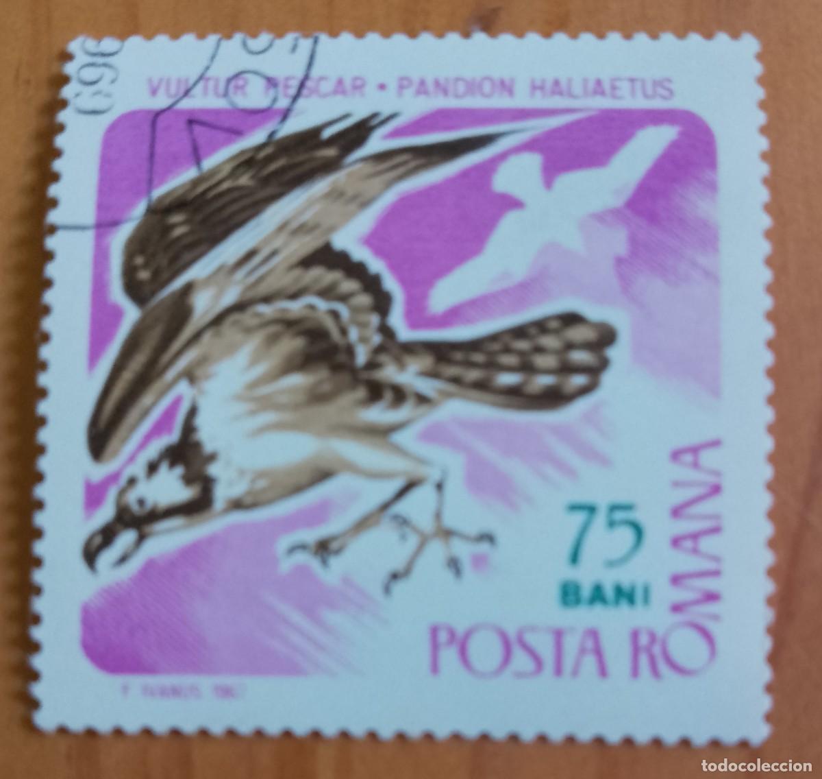 Sellos: RUMANIA - 75 BANI - A&Ntilde;O 1967 - FAUNA, &Aacute;GUILA PESCADORA, BUITRE - VER DESCRIPCI&Oacute;N.