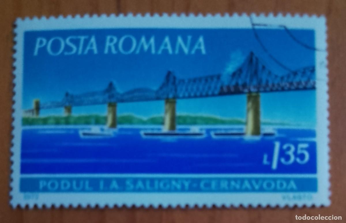 Sellos: RUMANIA - 1,35 L - A&Ntilde;O 1972 - ARQUITECTURA, PUENTE: CERNAVODA - VER DESCRIPCI&Oacute;N.