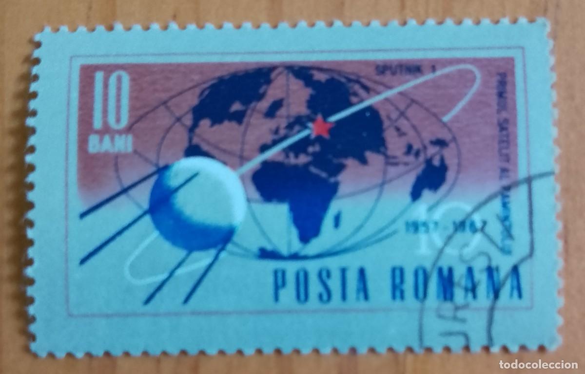 Sellos: RUMANIA - 10 BANI - 1957.1967, 10&ordm; ANIVERSARIO DEL PRIMER SAT&Eacute;LITE ARTIFICIAL - VER DESCRIPCI&Oacute;N.