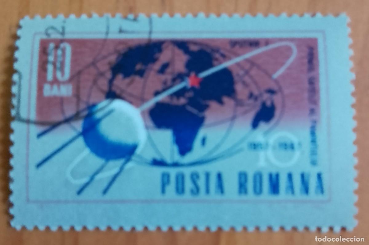 Sellos: RUMANIA - 10 BANI - 1957.1967, 10&ordm; ANIVERSARIO DEL PRIMER SAT&Eacute;LITE ARTIFICIAL - VER DESCRIPCI&Oacute;N.