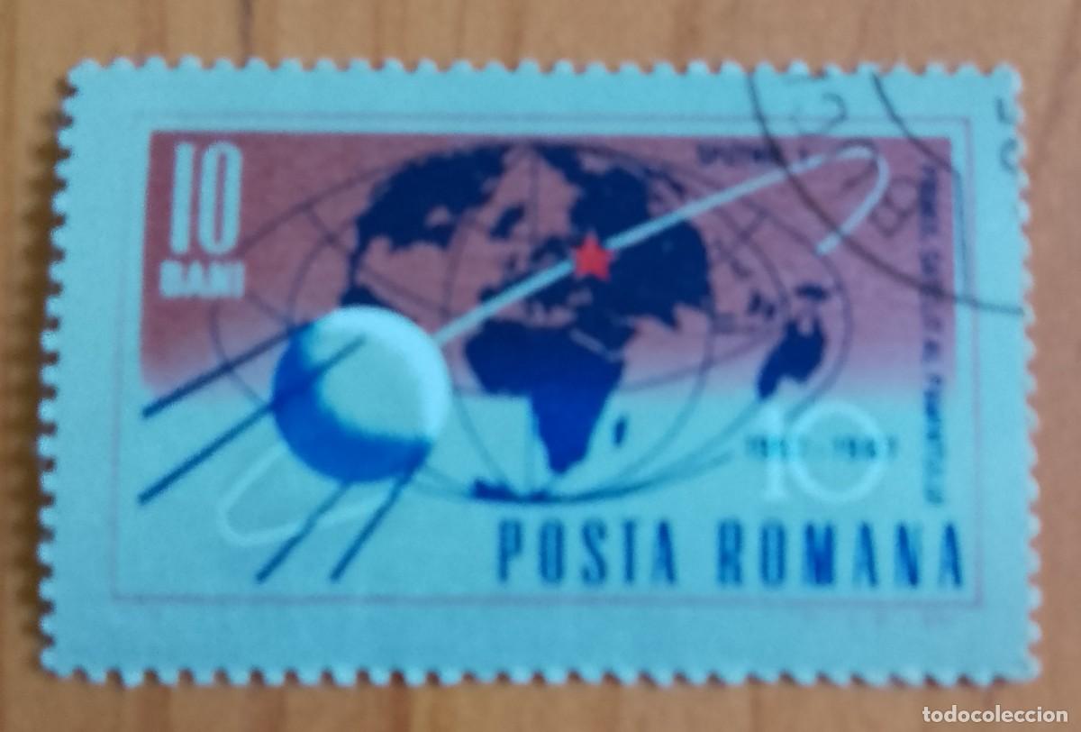 Sellos: RUMANIA - 10 BANI - 1957.1967, 10&ordm; ANIVERSARIO DEL PRIMER SAT&Eacute;LITE ARTIFICIAL - VER DESCRIPCI&Oacute;N.