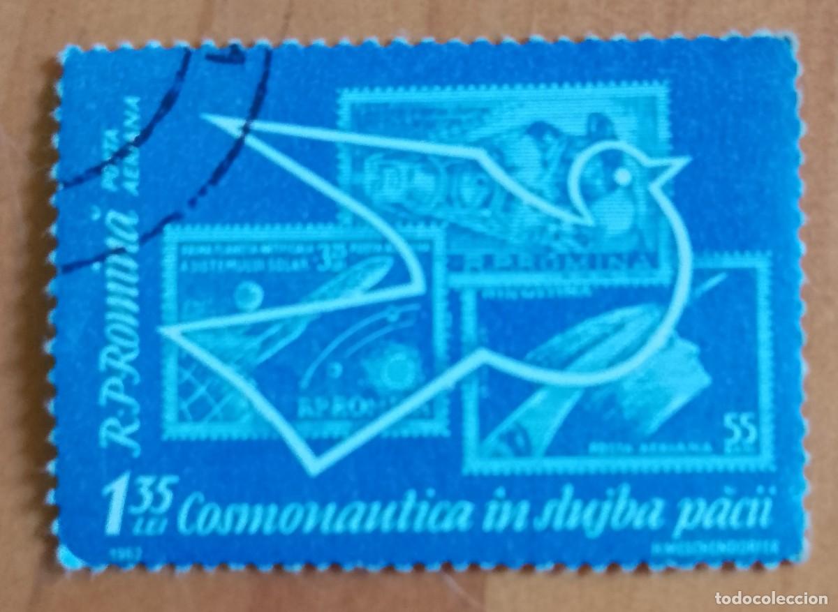 Sellos: RUMANIA - 1,35 LEI - A&Ntilde;O 1962 - LOS COSMONA&Uacute;TICOS AL SERVICIO DE LA PAZ, 1922.1972 -VER DESCRIPCI&Oacute;N.