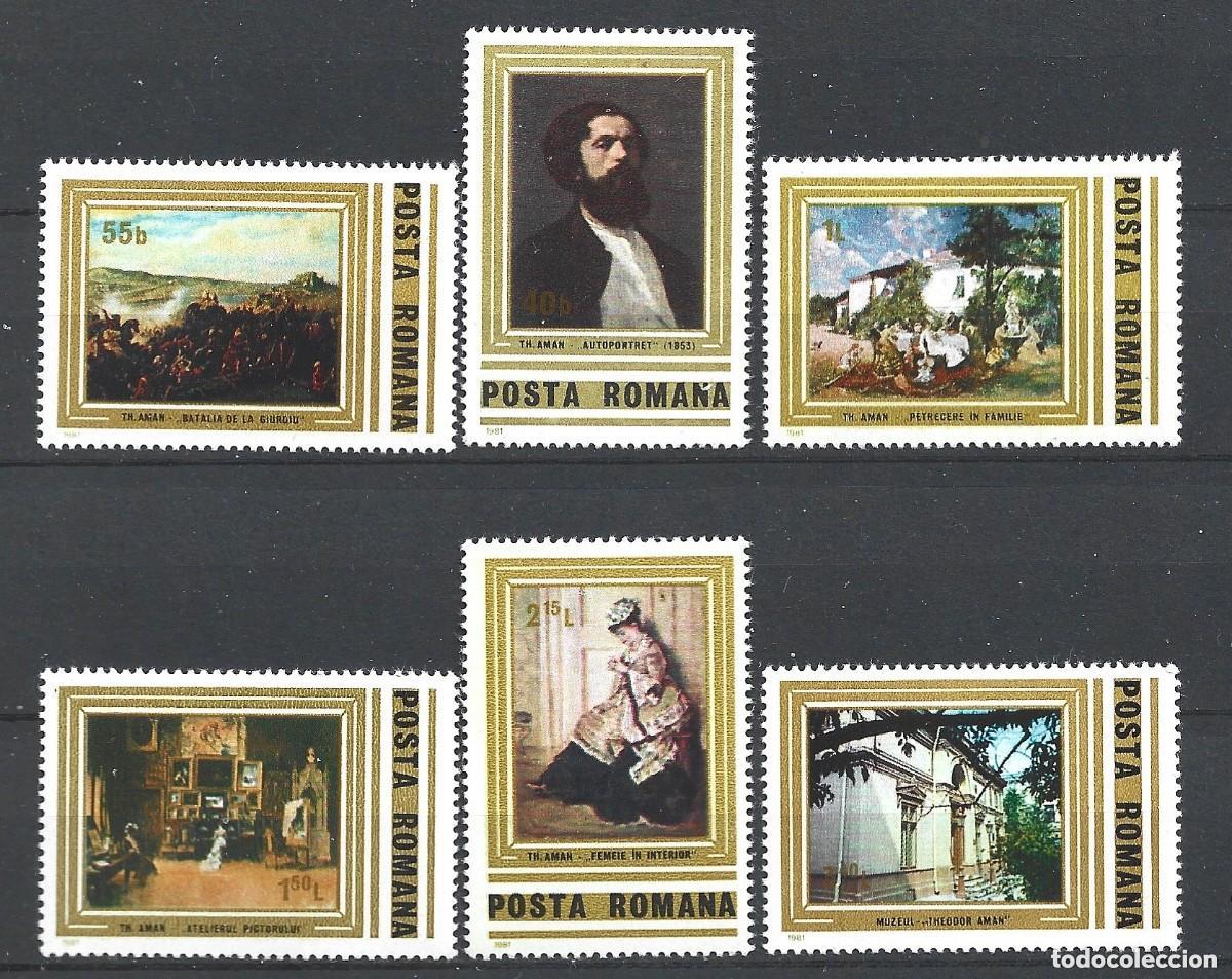 Sellos: Rumania 1981 Ivert 3340/5 *** 150&ordm; Aniversario del Nacimiento del Pintor THEODOR AMAN - Pintura