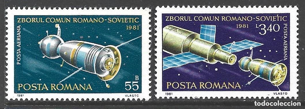 Sellos: Rumania 1981 A&eacute;reo Ivert 267/8 *** INTERCOSMOS - Cooperaci&oacute;n Espacial Sovietico - Rumana
