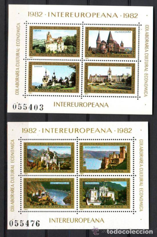 Sellos: Rumania 1982 HB Ivert 153/4 *** Colaboraci&oacute;n Econ&oacute;mica y Cultural Intereuropea - Castillos