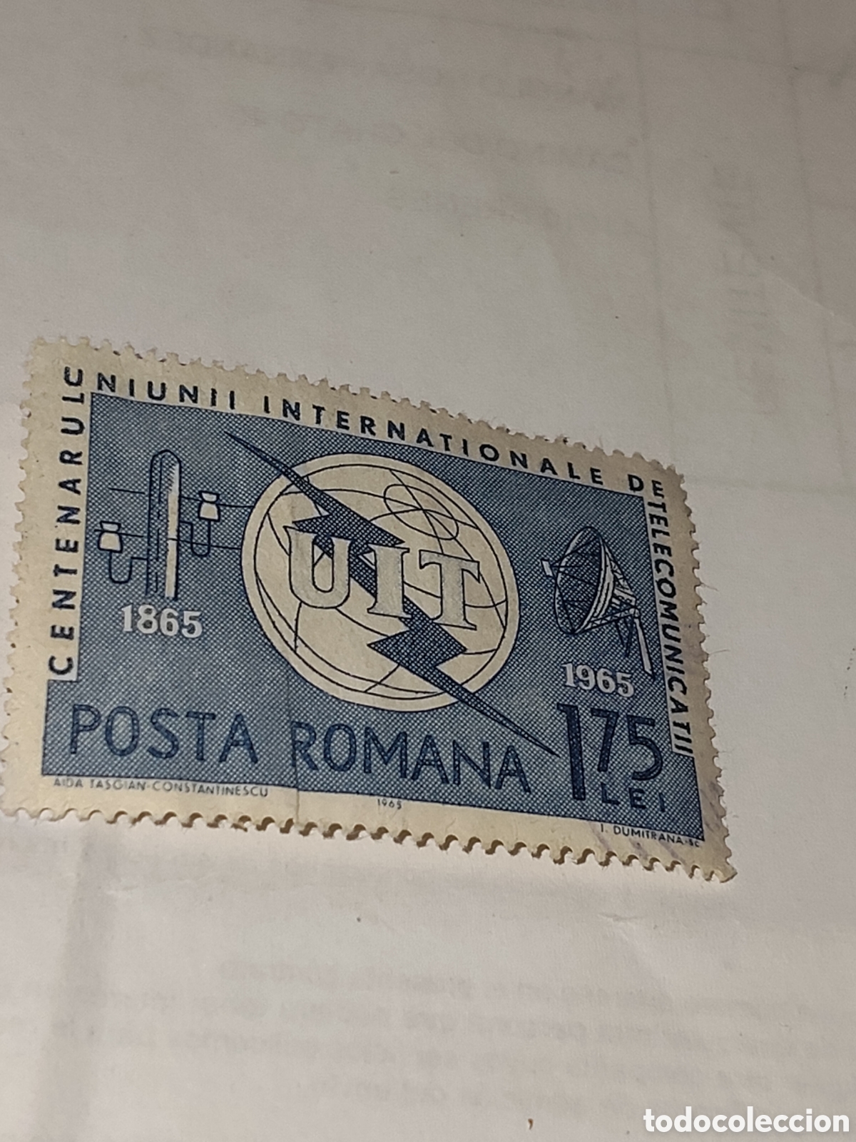 Stamps: Sello de Ruman&iacute;a Centenario de la Uni&oacute;n internacional de telecomunicaciones 1965