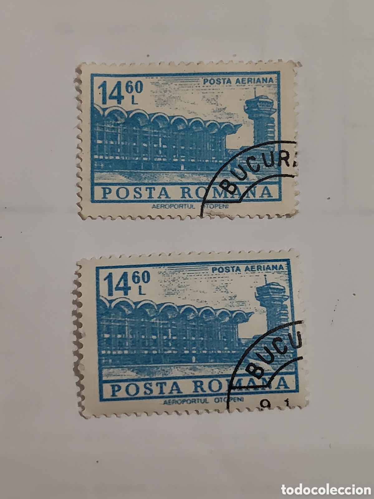 Selos: 2 sellos de Ruman&iacute;a aeropuerto de Otopeni 1972