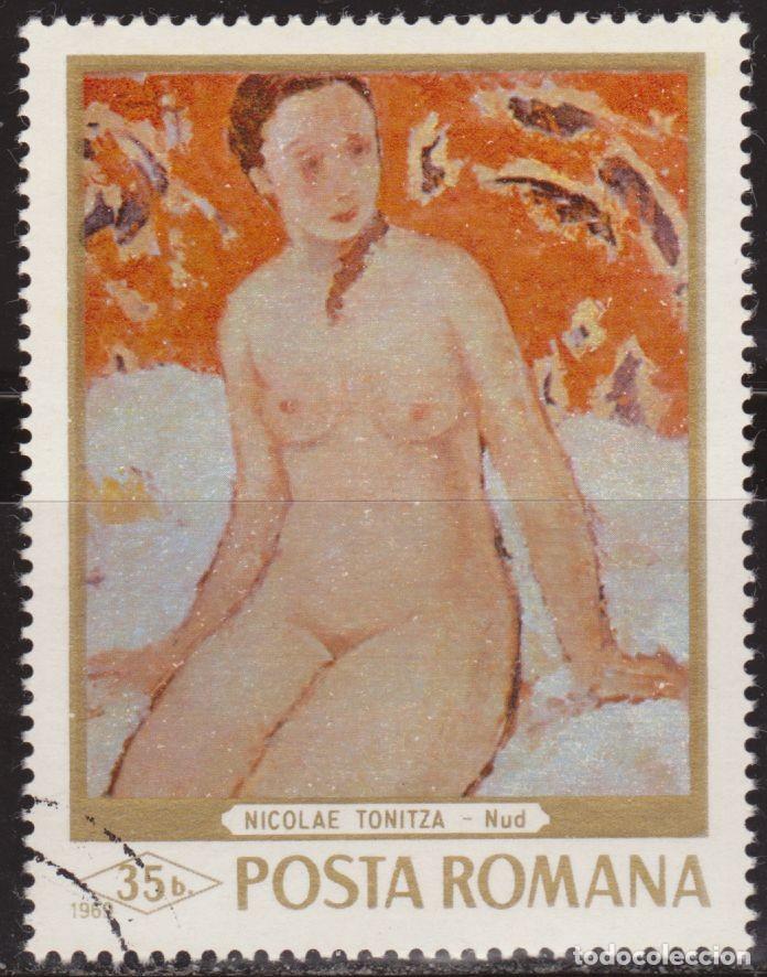 Briefmarken: Rumania 1970 Scott 2090 Sello * Pinturas Desnudo Mujer Sentada de Nicolae Tonitza 35B Romania Stamp