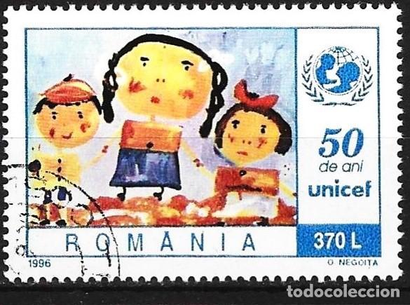 Sellos: Rumania 1996 - Mi 5176 - YT 4319 - UNICEF : Dibujo de ni&ntilde;o