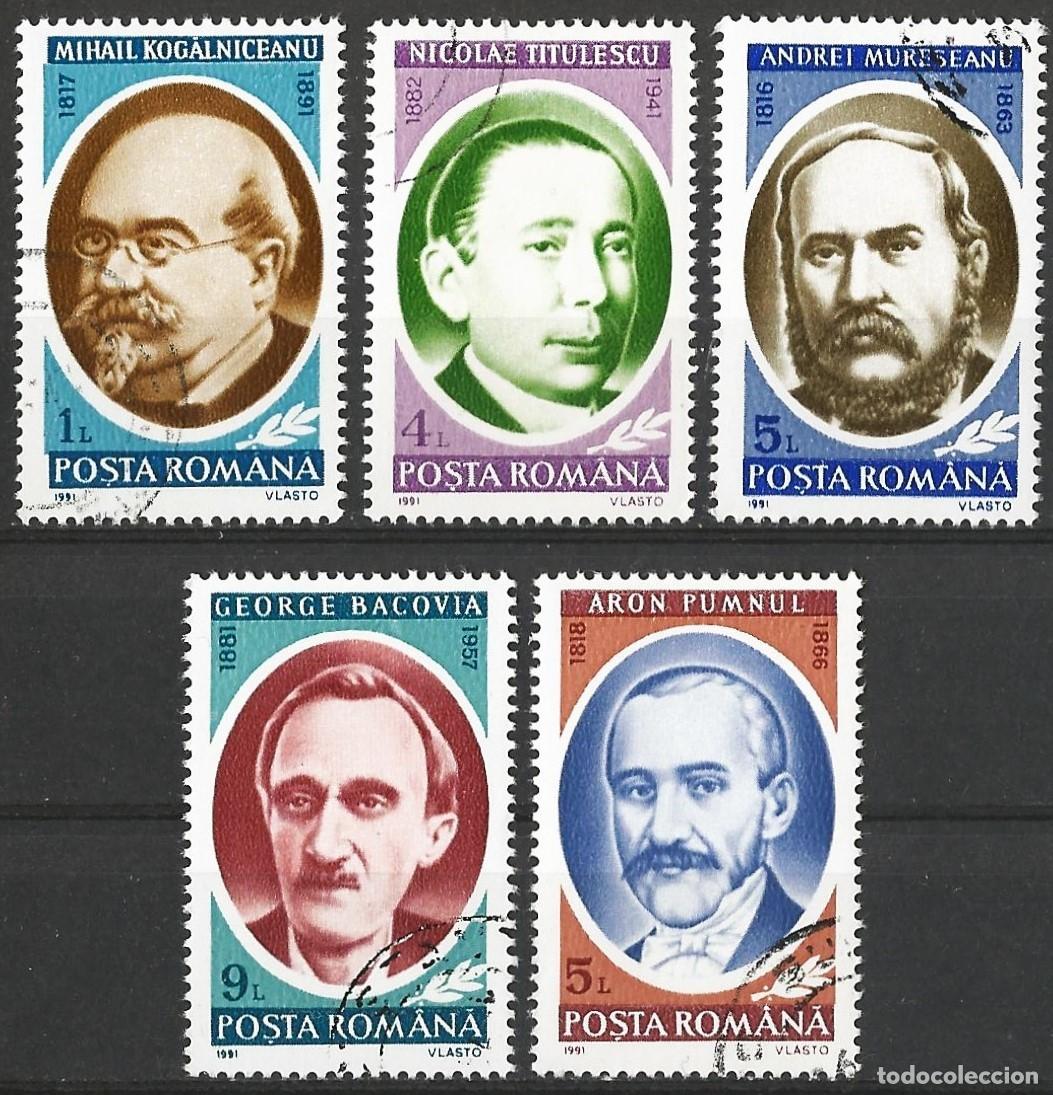 Francobolli: Ruman&iacute;a 1991 - Mi 4752 a 4756 - YT 3977 A 3981 - Famosos
