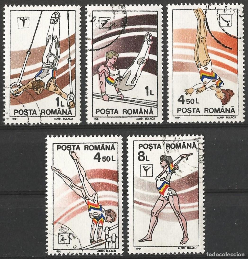 Francobolli: Ruman&iacute;a 1991 - Mi 4656 a 4560 - YT 3934 a 3938 - Deporte de la gimnasia