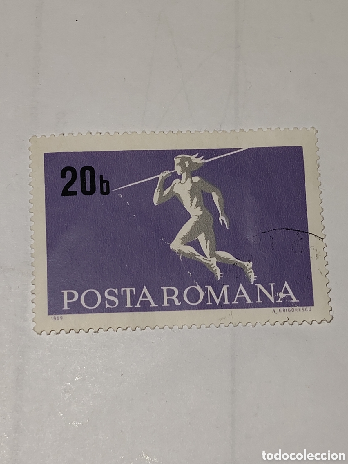 Sellos: Sello de Ruman&iacute;a lanzamiento de Jabalina 1969