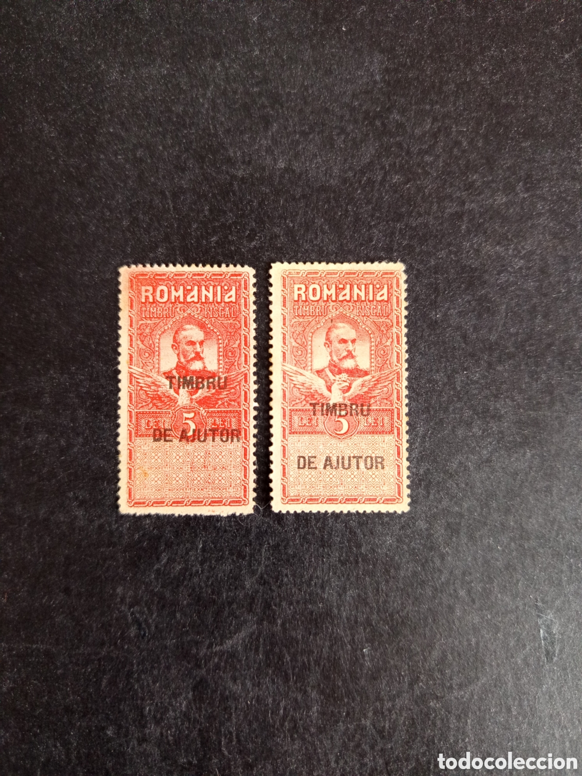 Sellos: Ruman&iacute;a, 1915. Sello fiscal con sobrecarga. Rey Carlos I. Yv. 235A. Pedido m&iacute;nimo 3 &euro;. Ver fotos.