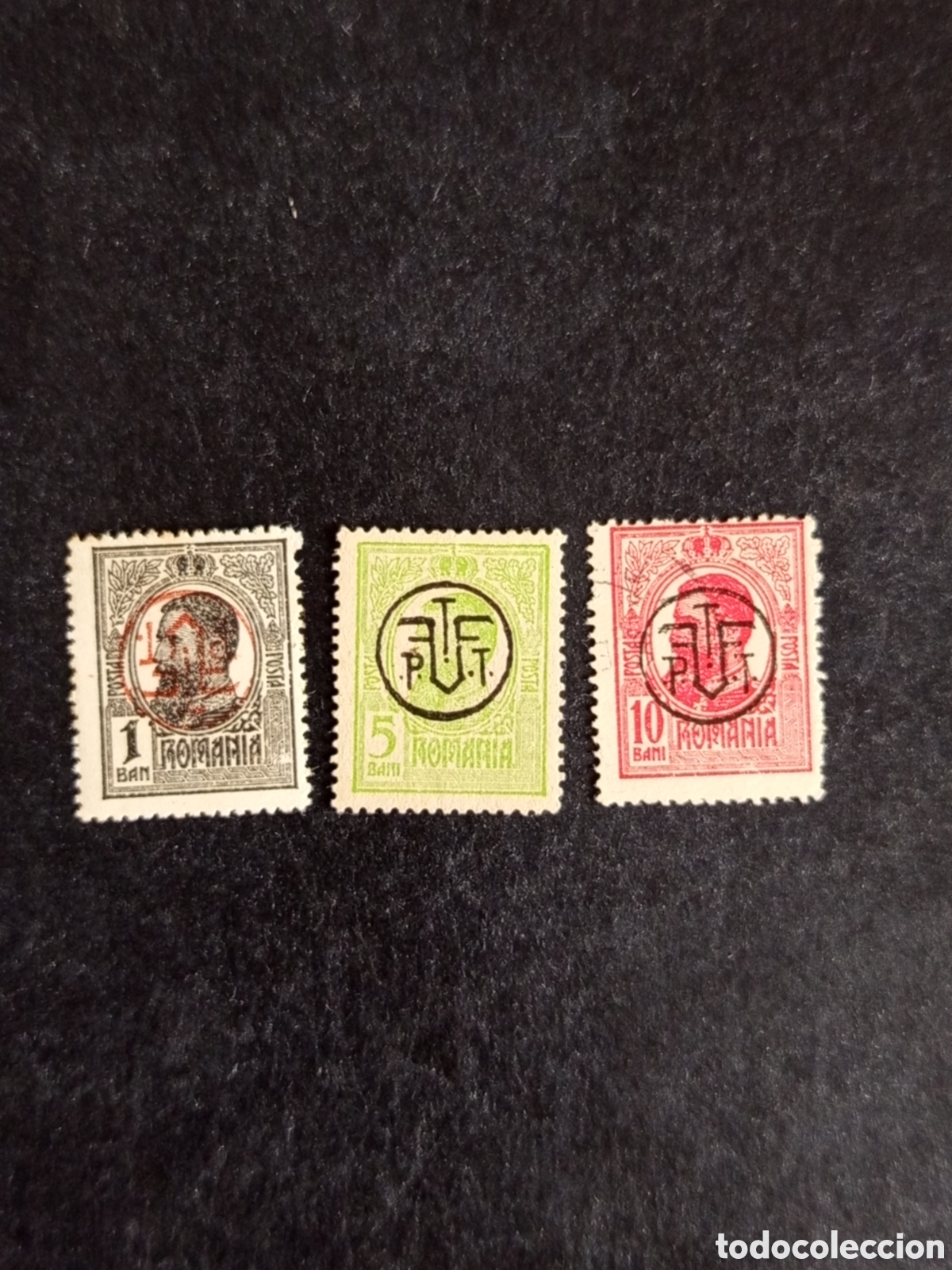 Sellos: Ruman&iacute;a, 1918. Rey Carlos I. Sobrecargados. Yv 258A/B, 259. Pedido m&iacute;nimo 3 &euro;. Ver fotos.