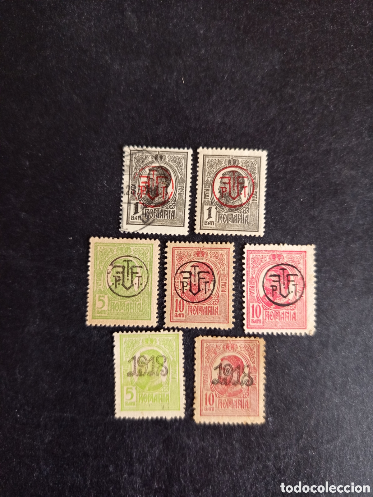 Sellos: Ruman&iacute;a, 1918. Rey Carlos I. Sobrecargados. Yv 258, 258A/B, 259/61. 259a. Pedido m&iacute;nimo 3 &euro;.