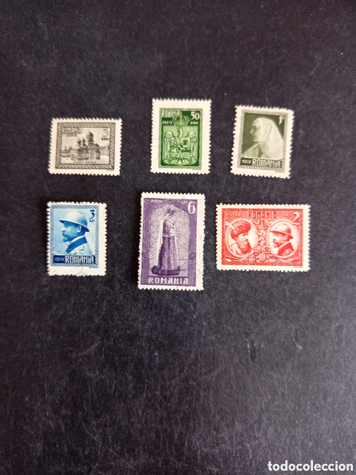 Sellos: Ruman&iacute;a, 1922. Coronaci&oacute;n Reyes Fernando y Mar&iacute;a. Yv. 302 y 304/8. Pedido m&iacute;nimo 3 &euro;. Ver fotos