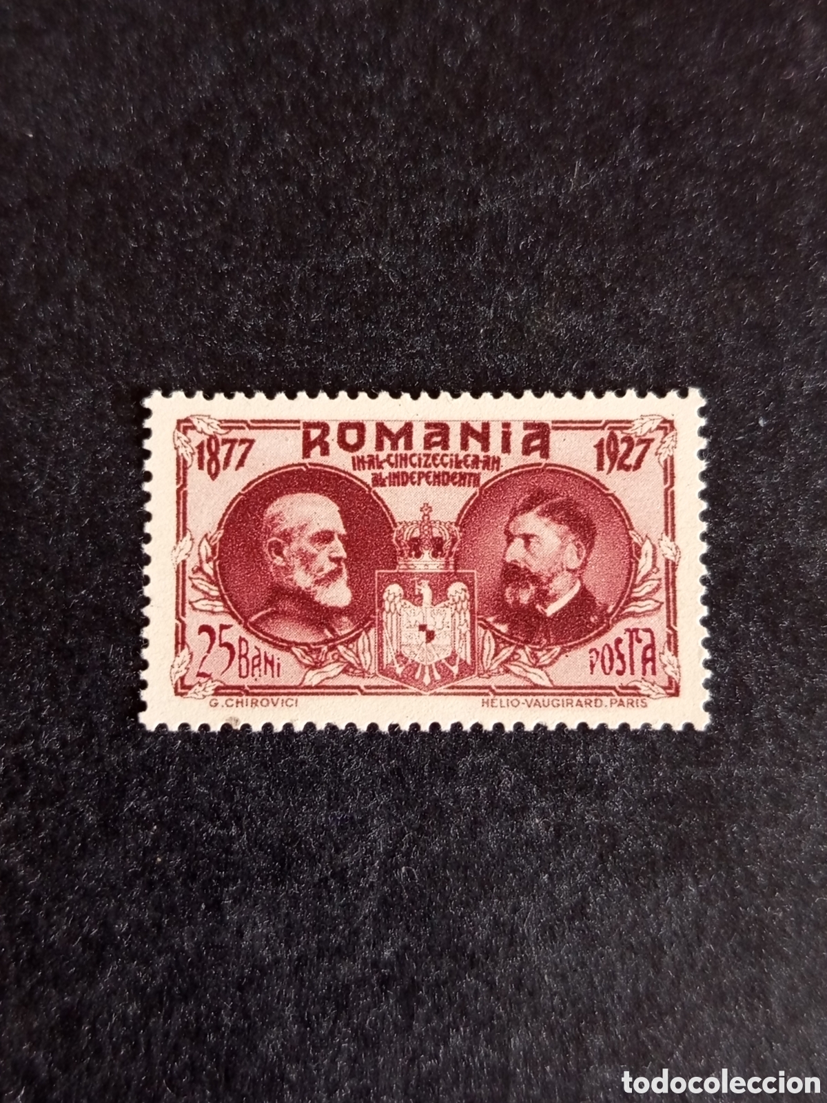 Sellos: Ruman&iacute;a, 1927. 50 Aniversario de la Independencia. Reyes Carlos y Fernando.Yv. 324. Pedido m&iacute;nimo3&euro;