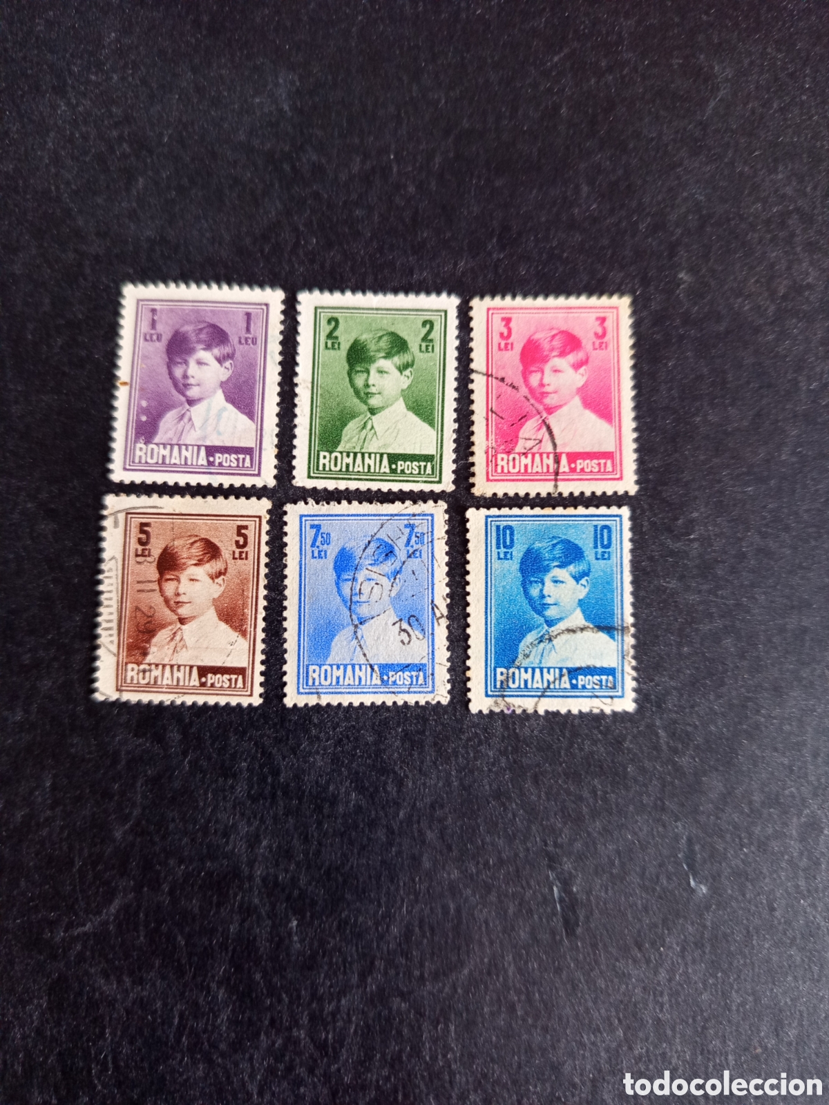 Sellos: Ruman&iacute;a, 1928-9. Rey Miguel. Yv. 338/43. Pedido m&iacute;nimo 3 &euro;. Ver fotos. El lote es el que se muestra