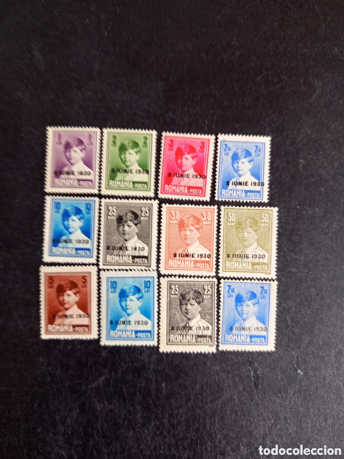 Sellos: Ruman&iacute;a, 1930.Sellos sobrecargados Rey Miguel. Yv. 376/87. Pedido m&iacute;nimo 3 &euro;. Ver fotos.