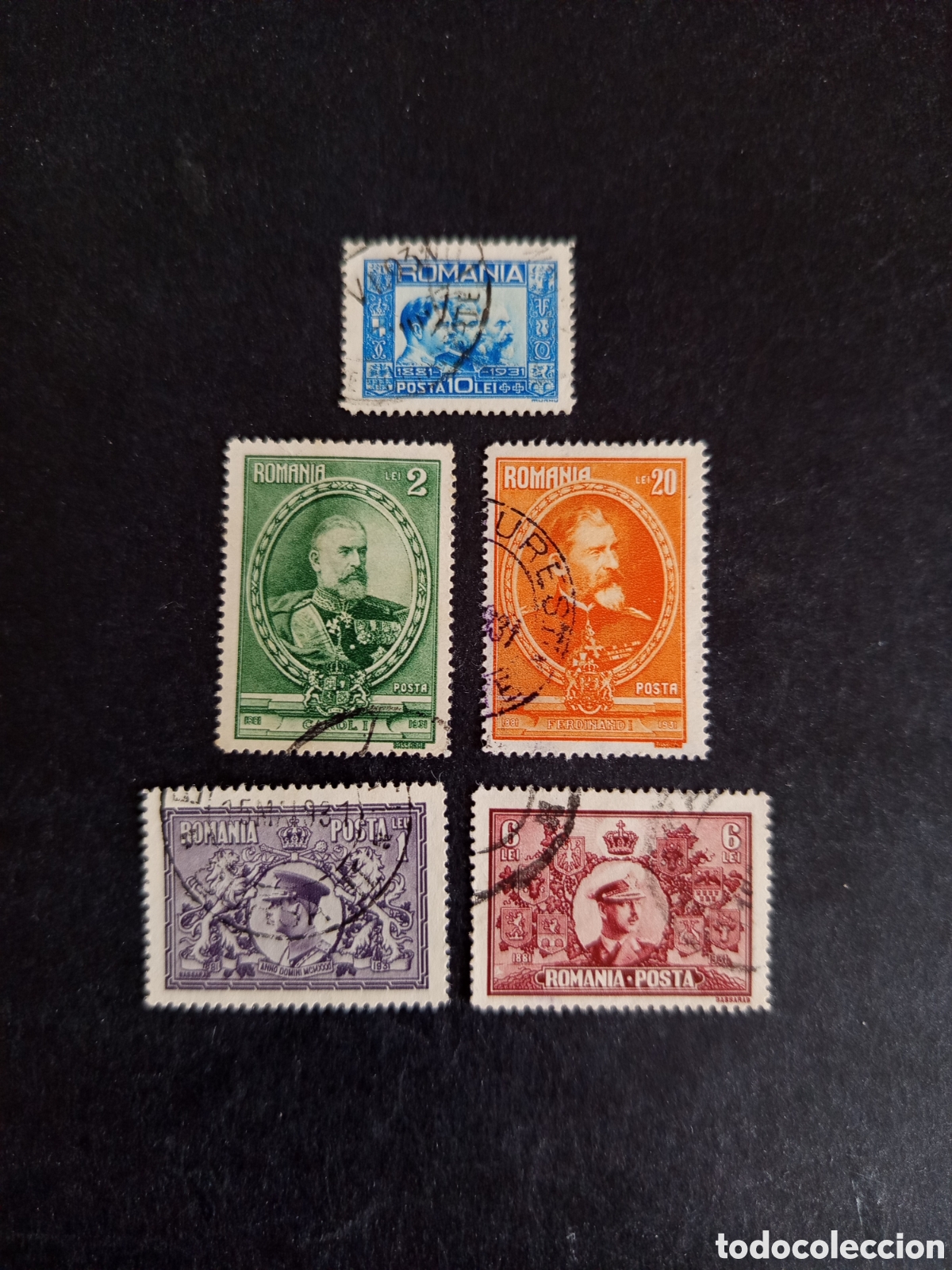 Sellos: Ruman&iacute;a, 1931. 50 A&ntilde;os Reino de Ruman&iacute;a. Yv. 406/10. Pedido m&iacute;nimo 3 &euro;. Ver fotos.
