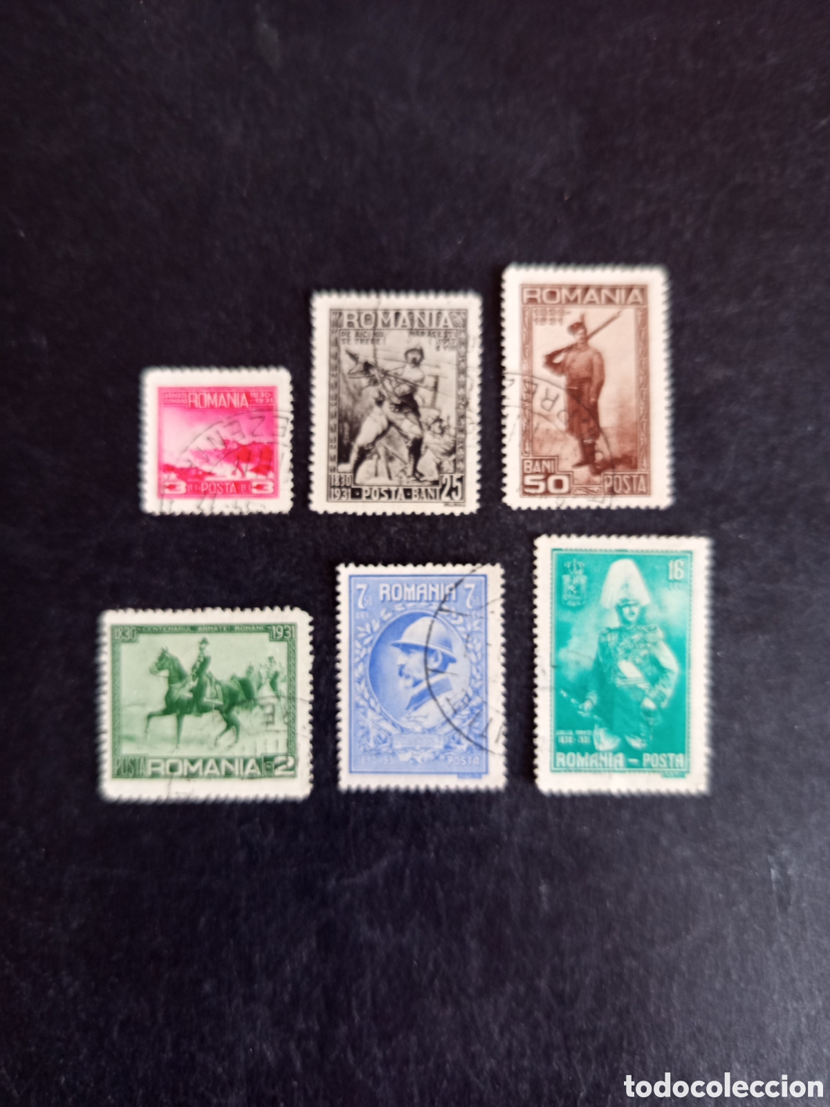 Sellos: Ruman&iacute;a, 1931. 50 Aniversario Ejercito Rumano. Yv. 411/2; 414/7. Pedido m&iacute;nimo 3 &euro;. Ver fotos.