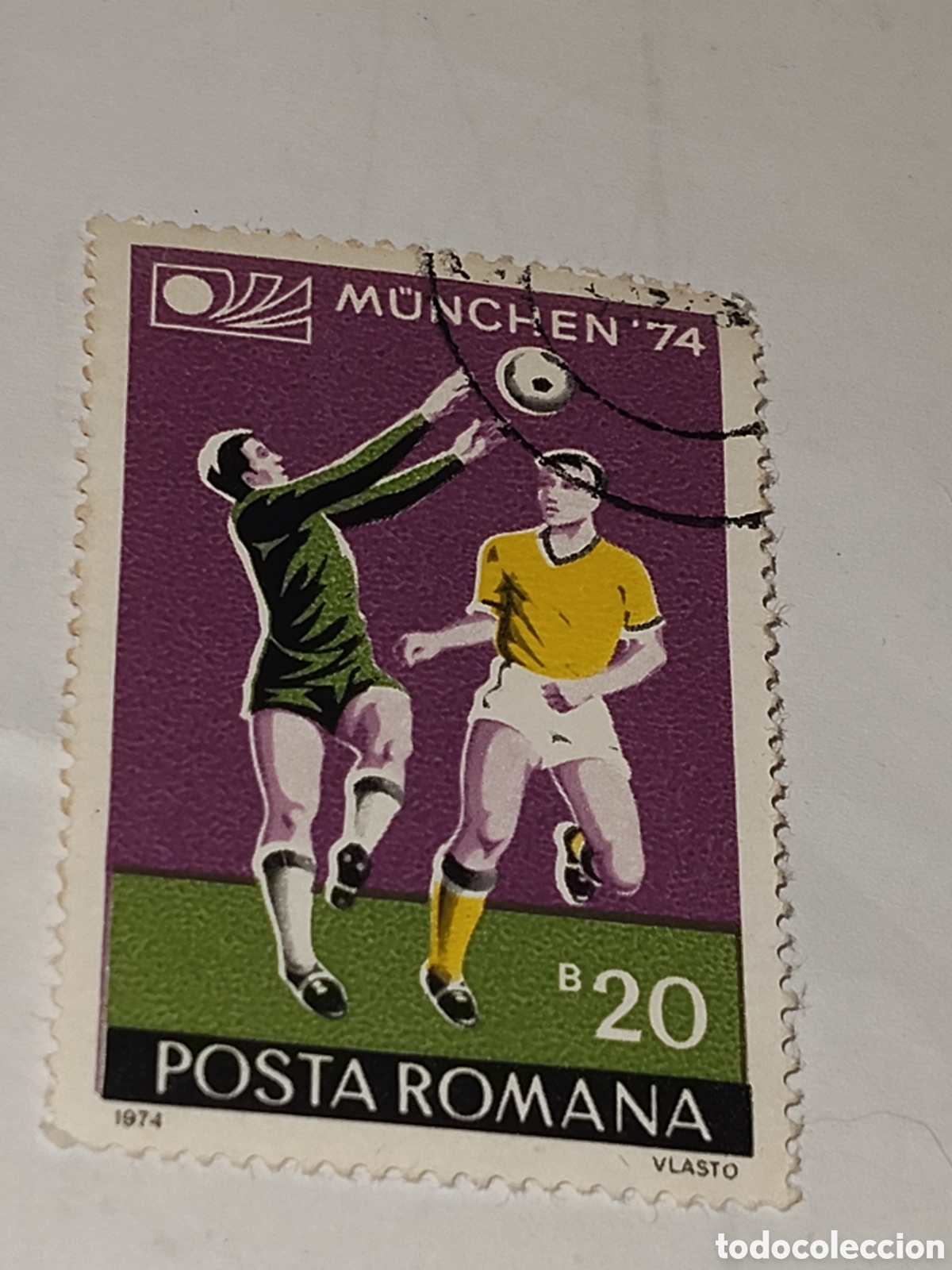 Sellos: Sello de Ruman&iacute;a Copa mundial de f&uacute;tbol Munich 1974