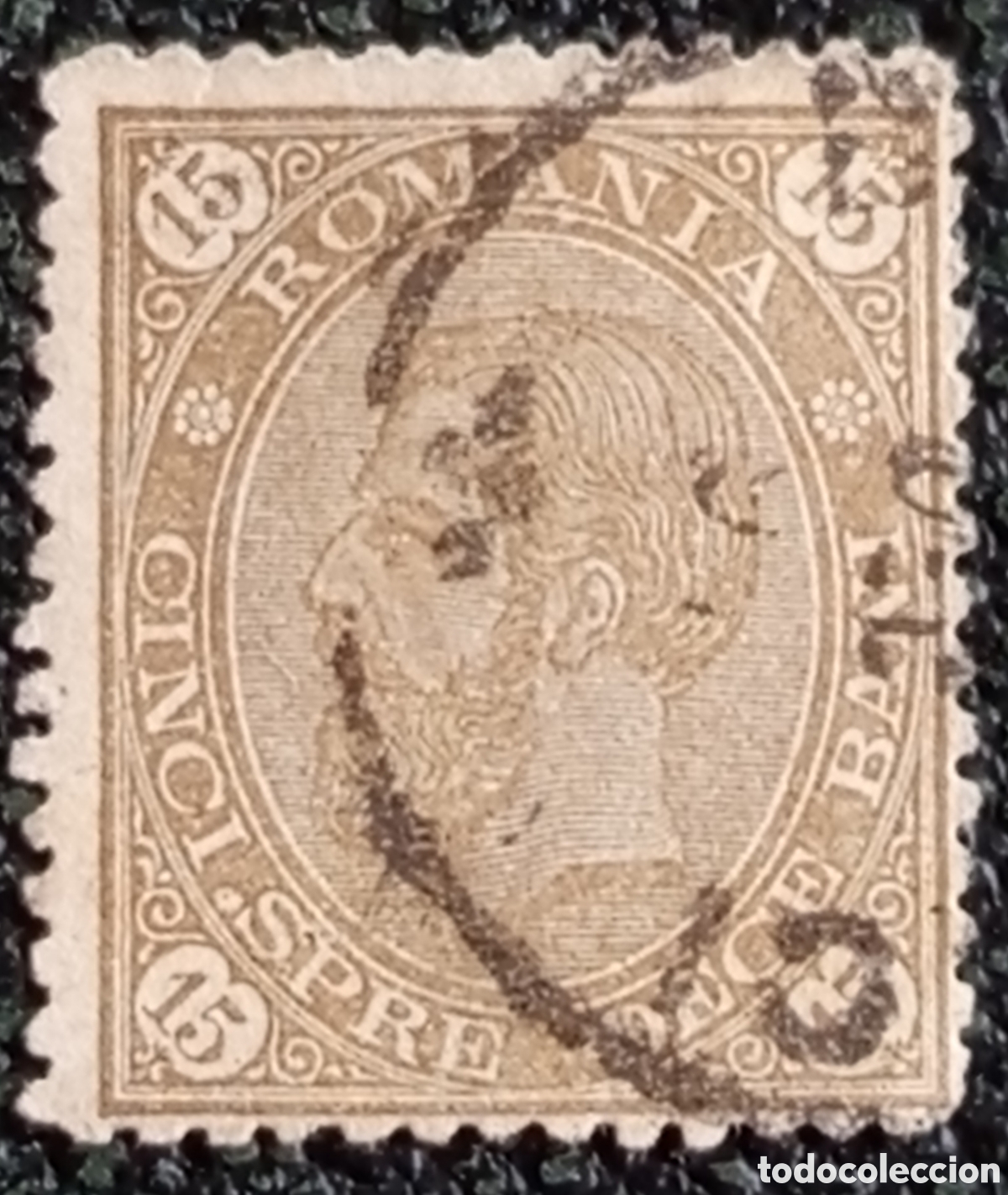 Sellos: Sello Ruman&iacute;a 1893 Rey Carol I 15 Bani Marr&oacute;n Claro Usado Cat&aacute;logo Yvert 104