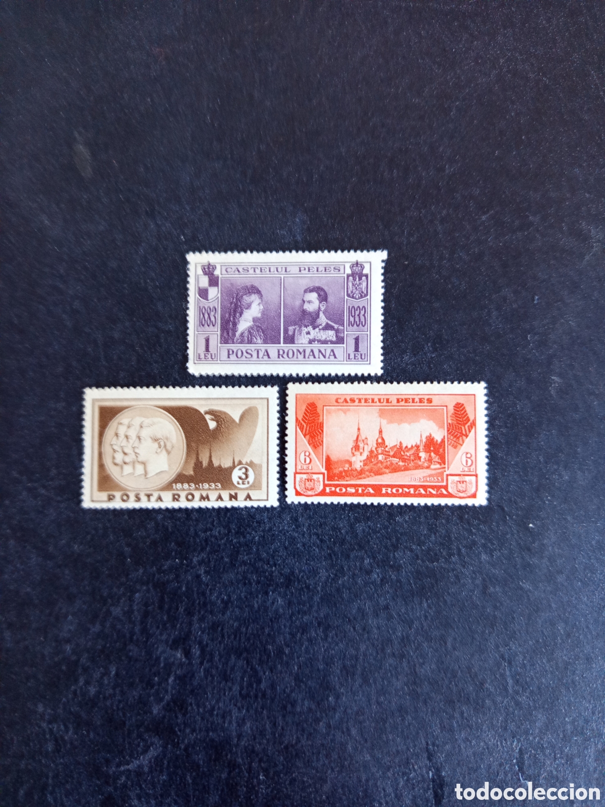 Sellos: Ruman&iacute;a, 1933. Reyes y Castillo Real. Yv. 465/7. Serie completa. Pedido m&iacute;nimo 3 &euro;. Ver fotos.