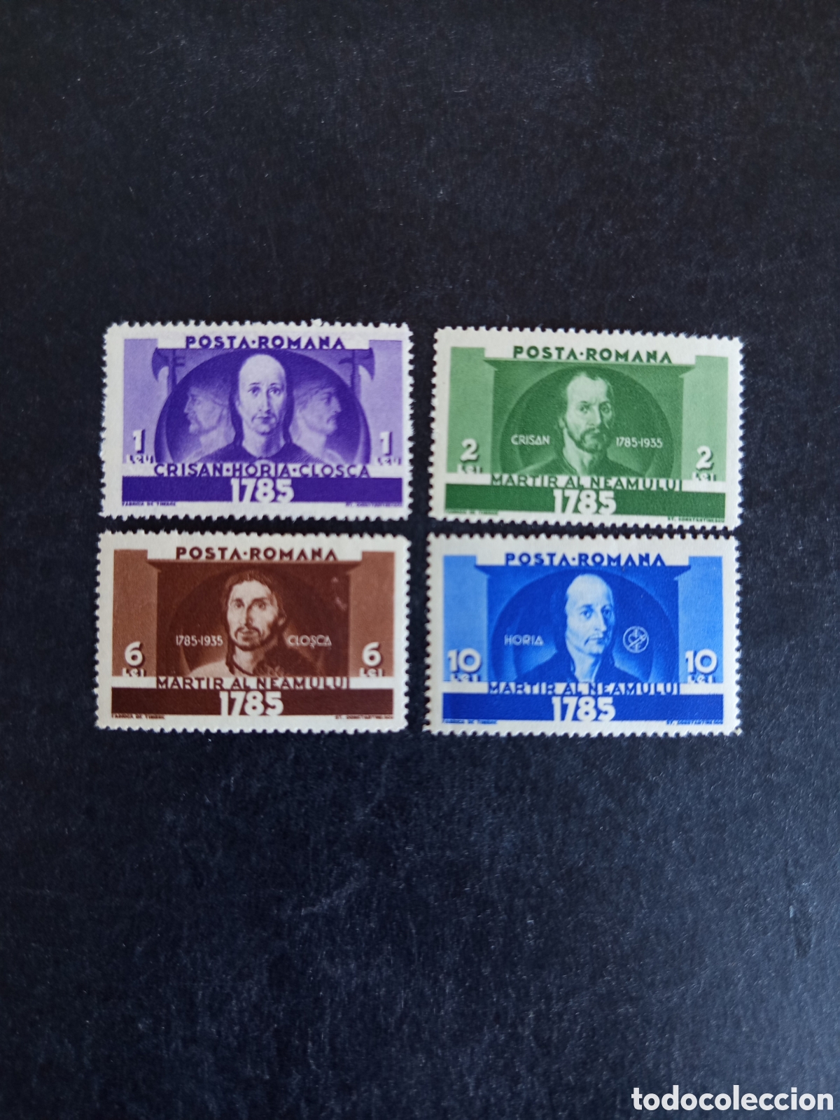 Sellos: Ruman&iacute;a, 1935. Martires Rumanos. Yv. 477/80. Serie completa. Pedido m&iacute;nimo 3 &euro;. Ver fotos.
