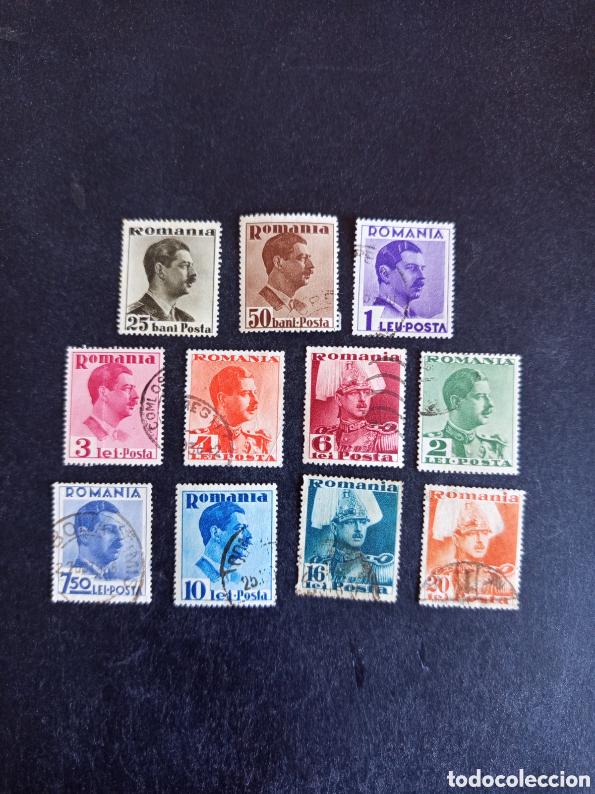 Sellos: Ruman&iacute;a, 1935. Rey Carlos II. Yv. 486/96. Serie completa. Pedido m&iacute;nimo 3 &euro;. Ver fotos.