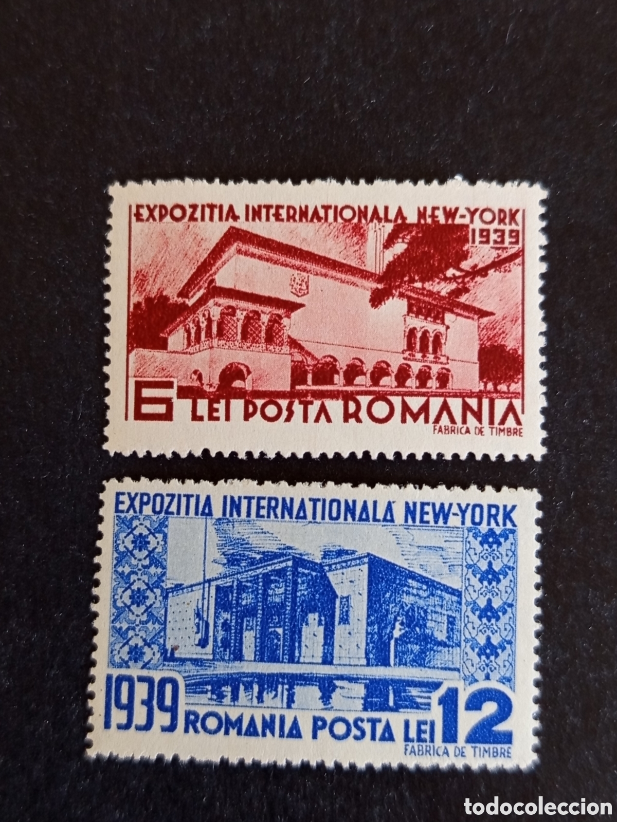 Sellos: Ruman&iacute;a, 1939. Exposici&oacute;n Mundial Nueva York. Yv. 566/7. Serie completa. Pedido m&iacute;nimo 3 &euro;.