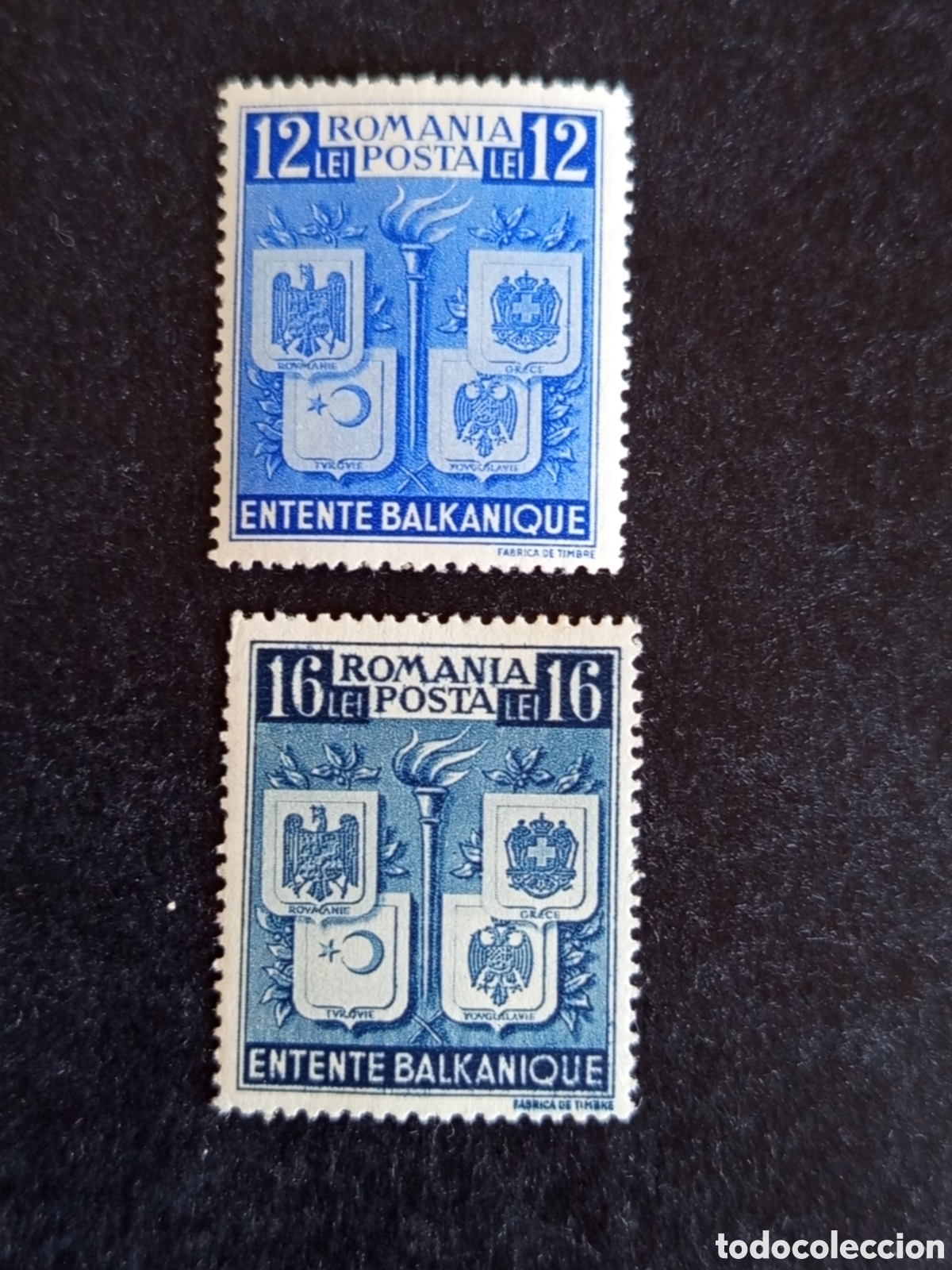 Sellos: Ruman&iacute;a, 1940. Entente Balc&aacute;nica. Yv. 595/6. Serie completa. Pedido m&iacute;nimo 3 &euro;. Ver fotos.