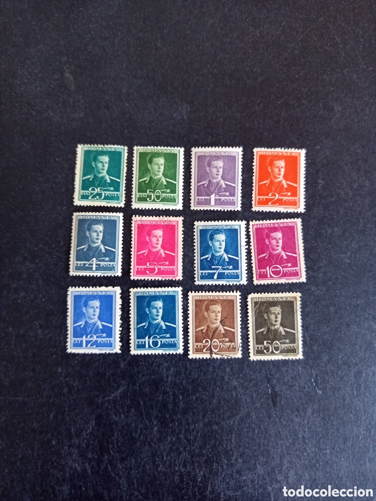 Sellos: Ruman&iacute;a, 1940-2. Rey Miguel I. Yv. 619/27; 629/30; 632 Serie completa. Pedido m&iacute;nimo 3 &euro;. Ver fotos.
