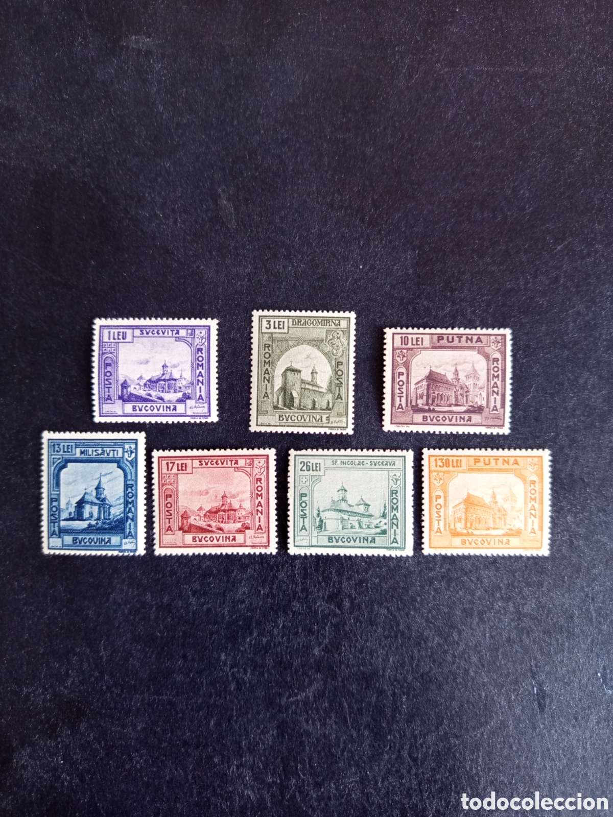 Sellos: Ruman&iacute;a, 1941. Monumentos de Bucovina. Yv. 678/83; 685. Serie completa. Pedido m&iacute;nimo 3 &euro;. Ver fotos