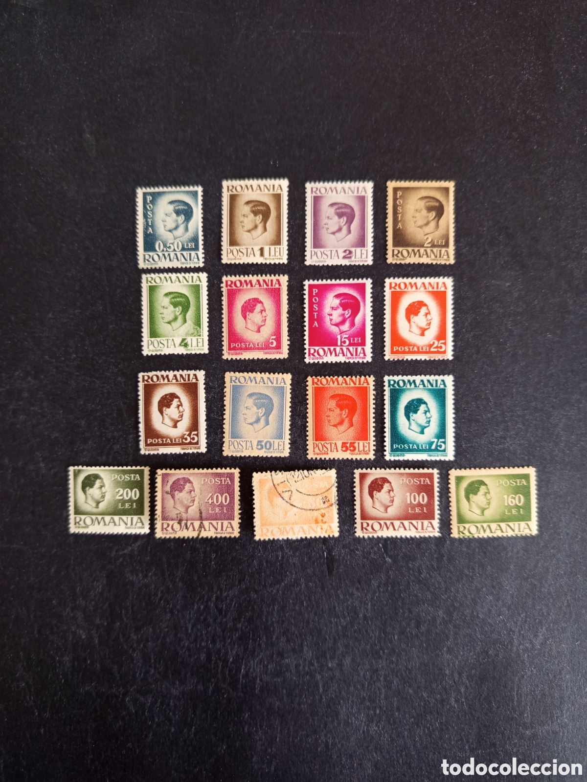 Sellos: Ruman&iacute;a, 1945. Rey Miguel I. Pedido m&iacute;nimo 3 &euro;. Ver fotos. El lote es el que se muestra
