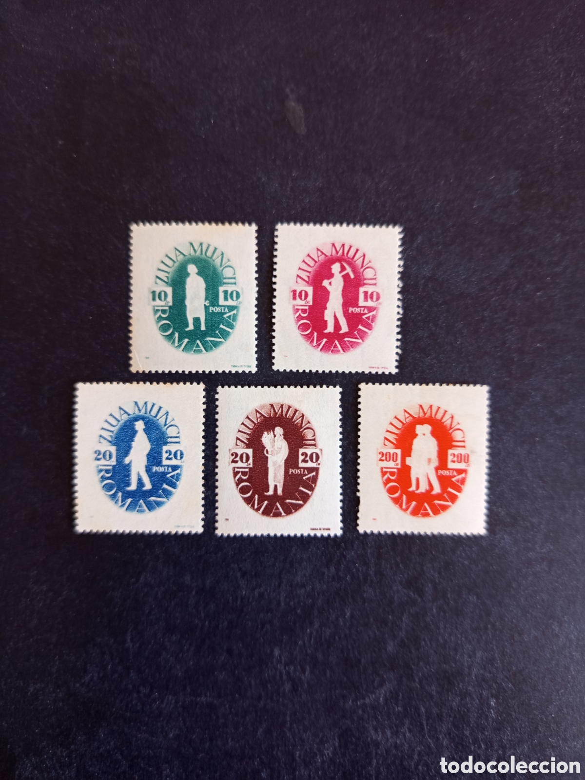 Sellos: Ruman&iacute;a, 1946. D&iacute;a del Trabajo. Yv. 906/20. Serie completa. Pedido m&iacute;nimo 3 &euro;. Ver fotos.
